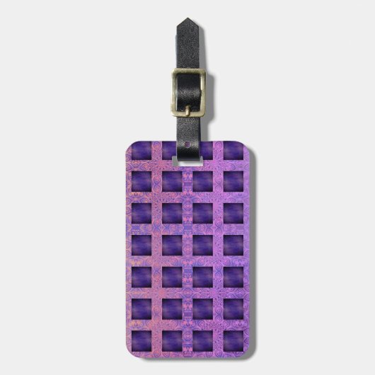Lila Passion Boho Gitter Gepäckanhänger (Vorderseite vertikal)