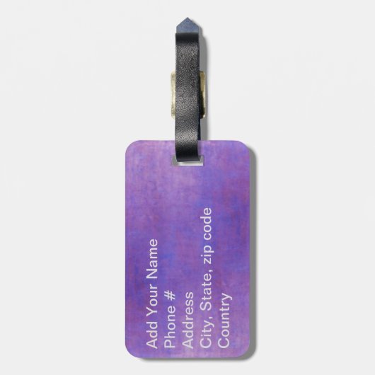 Lila Passion Boho Gitter Gepäckanhänger (Rückseite vertikal)