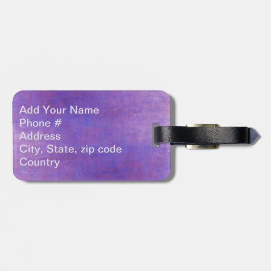 Lila Passion Boho Gitter Gepäckanhänger (Rückseite horizontal)