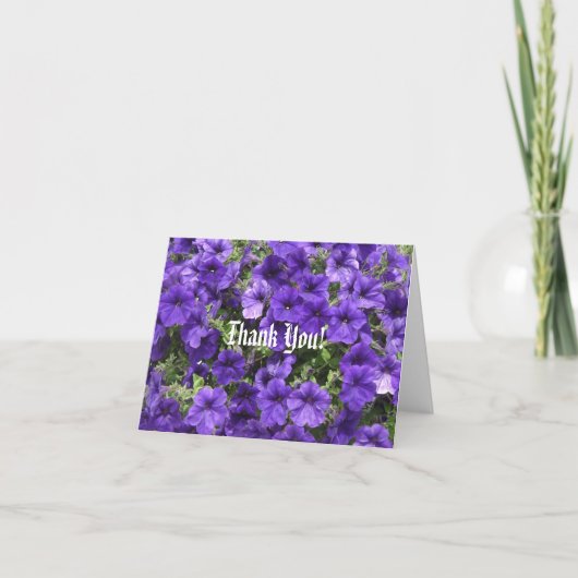 Lila Passion Petunias Dankescharbe Dankeskarte (Vorderseite)