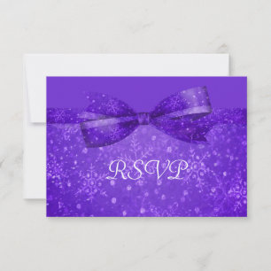Lila Passion & Shimmer Snowflakes Hochzeit RSVP Karte