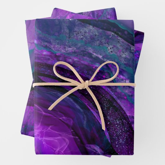 Lila Passionsanalge Tinte Abstract Design Geschenkpapier Set (Beispiel)