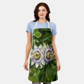 Lila Passionsblumen-Blumen-Schürze Schürze (Getragen)