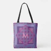 Lila Passionslavender-Monogramm-Diamantmuster Tasche (Rückseite)