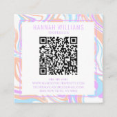 Lila Pastel Agate QR Code Girly Rainbow Quadratische Visitenkarte (Rückseite)