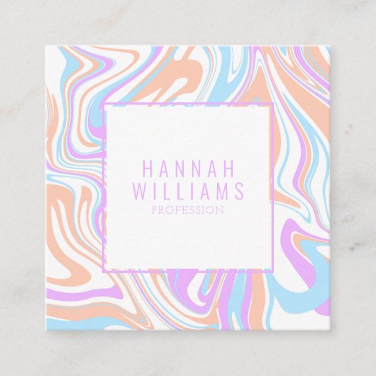 Lila Pastel Agate QR Code Girly Rainbow Quadratische Visitenkarte (Vorderseite)