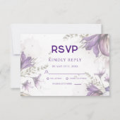 Lila Pastel Modern Floral Boho Wedding RSVP Card (Vorderseite)