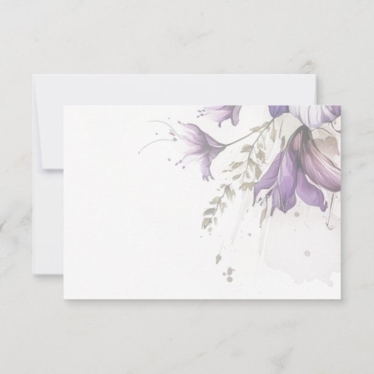 Lila Pastel Modern Floral Boho Wedding RSVP Card (Rückseite)