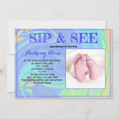 Lila Pastel Neugeborene Sip und benutzerdefinierte Einladung (Vorderseite)