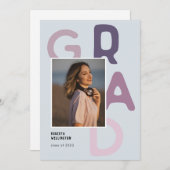 Lila Pastel Typografie Foto 2022 Abschluss Ankündigung (Vorne/Hinten)