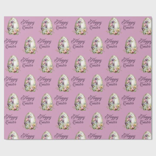 Lila Pasteleier Ostereier Blumenmuster Geschenkpapier (Flach)