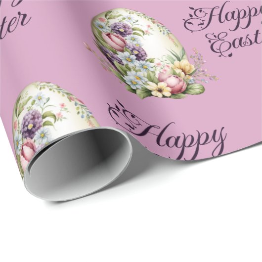 Lila Pasteleier Ostereier Blumenmuster Geschenkpapier (Rolleneckpunkt)
