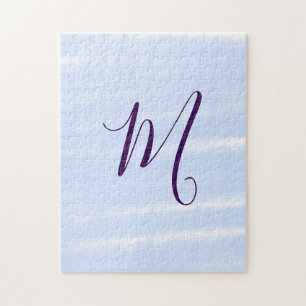 Lila-Pastell-Aquarell-Monogramm-Name-Buchstabe Ret Puzzle