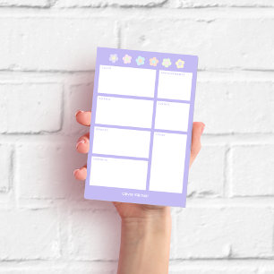 Lila Pastell-Blumen-Tagesplaner-Haftnotizen Post-it Klebezettel