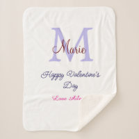 Lila Pastell Frohen Valentinstag rosa Monogramm 