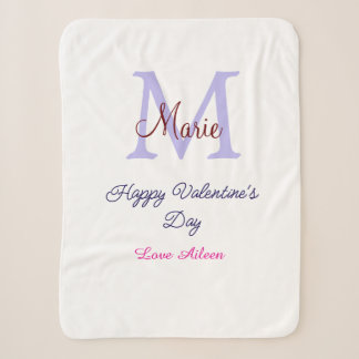 Lila Pastell Frohen Valentinstag rosa Monogramm Sherpadecke