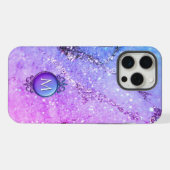 Lila Pastell-Glitzer und Mit Monogramm Juwel iPhone Hülle (Rückseite (Horizontal))