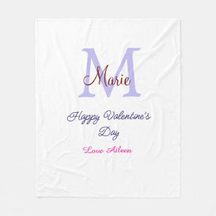 Lila Pastell glücklicher Valentinstag rosa Monogra Fleecedecke