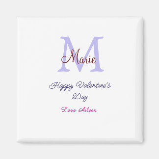 Lila Pastell glücklicher Valentinstag rosa Monogra Magnet