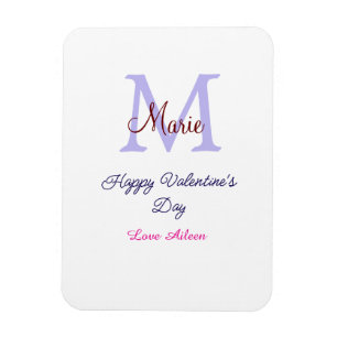Lila Pastell glücklicher Valentinstag rosa Monogra Magnet