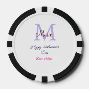 Lila Pastell glücklicher Valentinstag rosa Monogra Pokerchips