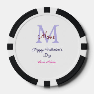 Lila Pastell glücklicher Valentinstag rosa Monogra Pokerchips