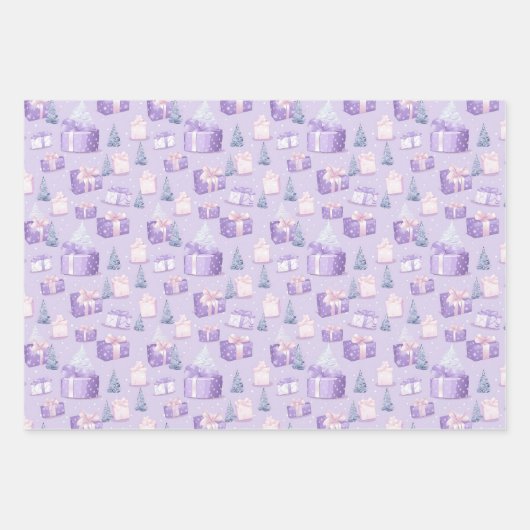 Lila Pastell Holiday Wrapping Paper Geschenkpapier Set (Vorderseite 3)