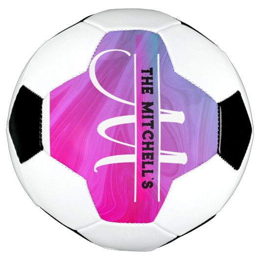 Lila Pastell-Holografischer Monogrammname Fußball (Gedreht)