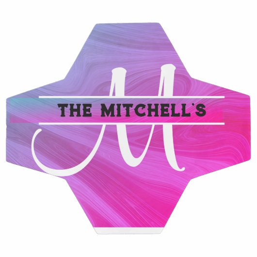 Lila Pastell-Holografischer Monogrammname Fußball (Flach)