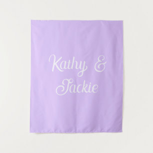 Lila Pastell Retro Paar Hochzeitsname stilvoll na Wandteppich