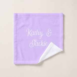 Lila Pastell Retro Paar Hochzeitsname stilvoll na Waschlappen