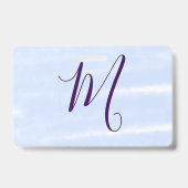Lila-Pastell-Wasserfarbe-Monogramm-Name-Buchstabe  Ausweis (Rückseite)