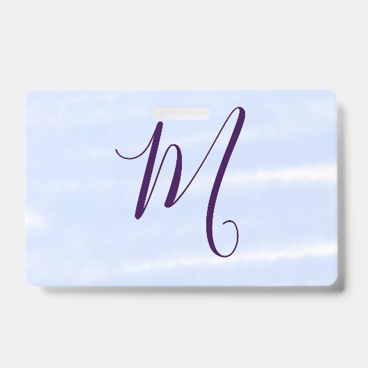 Lila-Pastell-Wasserfarbe-Monogramm-Name-Buchstabe  Ausweis (Vorderseite)