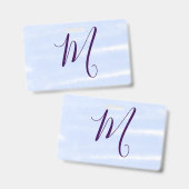 Lila-Pastell-Wasserfarbe-Monogramm-Name-Buchstabe  Ausweis (Vorder- & Rückseite)