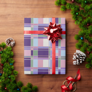 Lila-Pastell-Weihnachts-Karo-Geschenkpapier Geschenkpapier