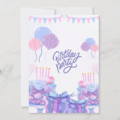 Lila Pastellballons Geburtstagsfeier  (Rückseite)