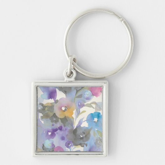 Lila Pastellblumenblätter des Juwel-Garten-| Schlüsselanhänger (Vorne)