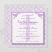 Lila, Pastelle u. karierte erste Einladung (Vorne/Hinten)