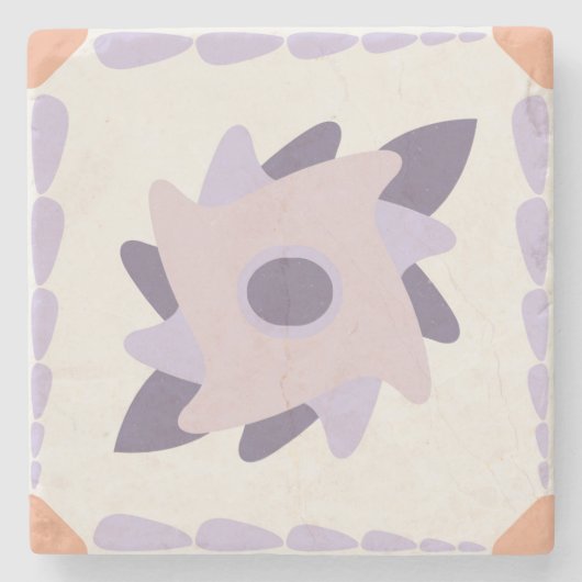 Lila Pastellfliese Steinuntersetzer (Vorderseite)