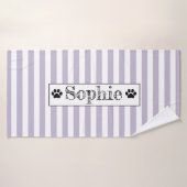 lila Pastellstreifen Personalisierte Katze Katze Badehandtuch (Badehandtuch)