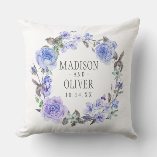 Lila Pastellwatercolor Wedding Blumen| Kissen (Vorderseite)