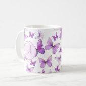 Lila Pastelschmetterlinge Custom Mit Monogramm Kaffeetasse (Vorderseite Links)