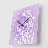 Lila Pastelspiralen, Filigres und Blume Quadratische Wanduhr (Winkel)