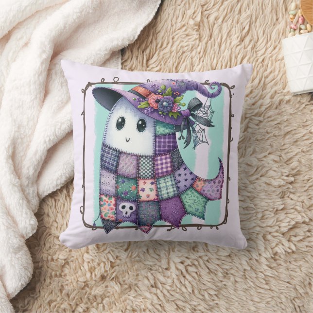 Lila Patchwork Ghost Halloween - Spooky Dekor Kissen (Decke)