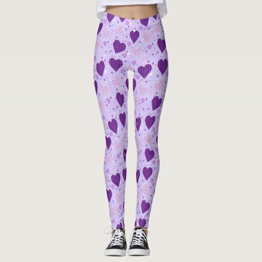 Lila Patchwork-Herz Leggings (Vorderseite)