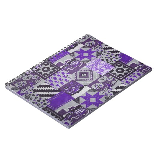 Lila Patchwork-Notebook Notizblock (Linke Seite)