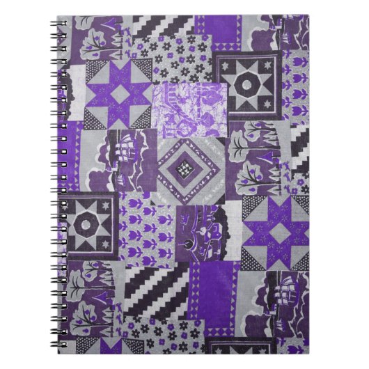 Lila Patchwork-Notebook Notizblock (Vorderseite)
