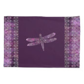 Lila Patina: Libelle mit Filigran geschmückt Kissenbezug (Rückseite)