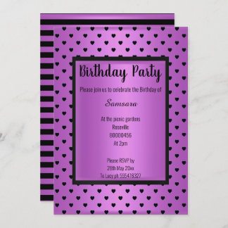 LILA PATTERHERZSTRIPE-JEDEN ANLASS EINLADUNG