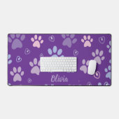 Lila Paw Prints & Hearts-Desk Mat Schreibtischunterlage (Tastatur & Maus)